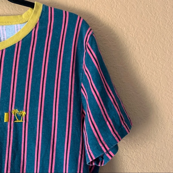 Valor Collective Men’s Striped Green & Pink Miami Shirt - X-Large - Picture 5 of 8